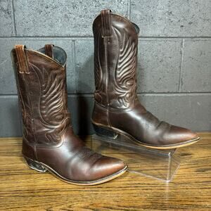 Vintage Brown Leather Western Cowboy Boots Men’s Size 9 USA Made